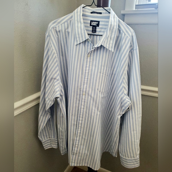 Lands' End Other - Lands' End Men's Light Blue and White Striped Shirt, 100% Cotton, Like New!